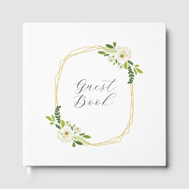 Libro De Visitas Luxury White Rose Floral Frame  (Anverso)