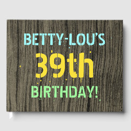 Libro De Visitas Madera falsa, aspecto de texto pintado, cumpleaños