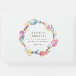 Libro De Visitas Madre Bendición perlas plumas boho colorido