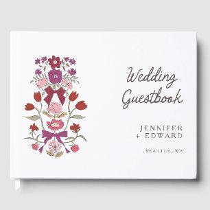 Libro De Visitas Magenta Bows & Blossoms Boda Floral