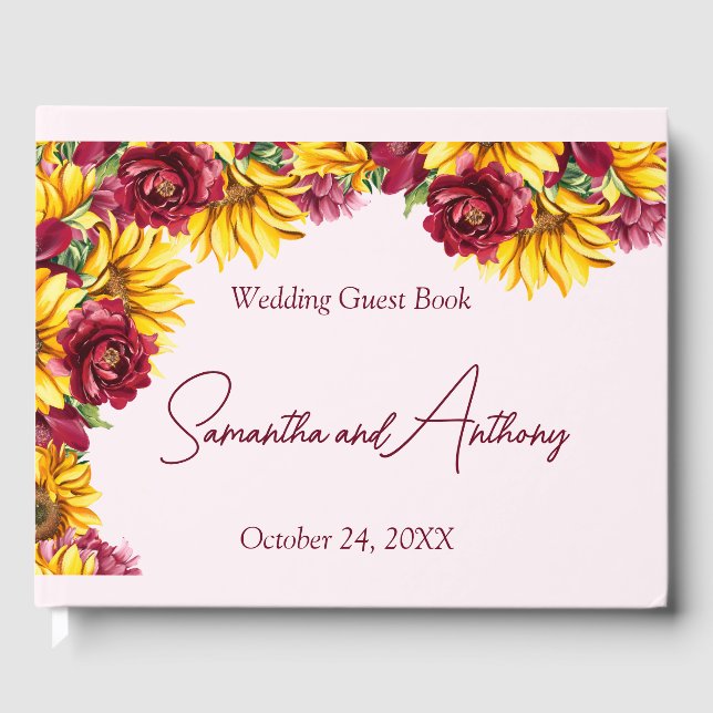 Libro De Visitas Magenta y Boda amarillo dorado (Anverso)