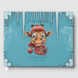 Libro De Visitas Magia de invierno con una linda jirafa personaliza