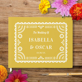 Libro De Visitas Magnífico Boda amarillo "Papel picado"
