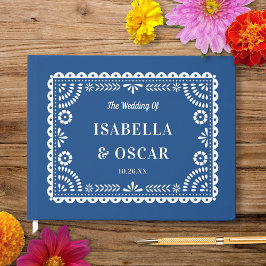 Libro De Visitas Magnífico Boda azul de Papel Picado Ornate