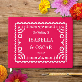 Libro De Visitas Magnífico Boda rosa caliente de Papel Picado Ornat