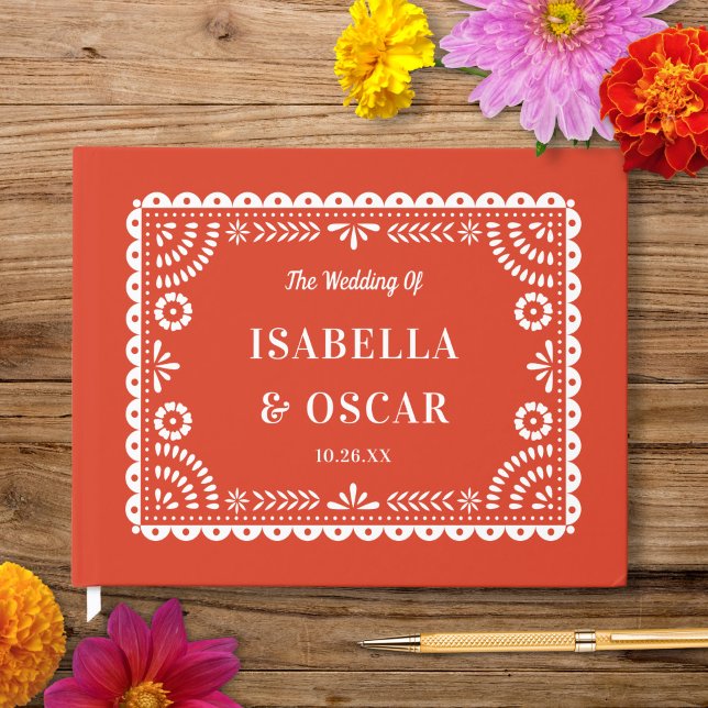 Libro De Visitas Magnífico Ornate Papel Picado cálido Boda rojo (Subido por el creador)
