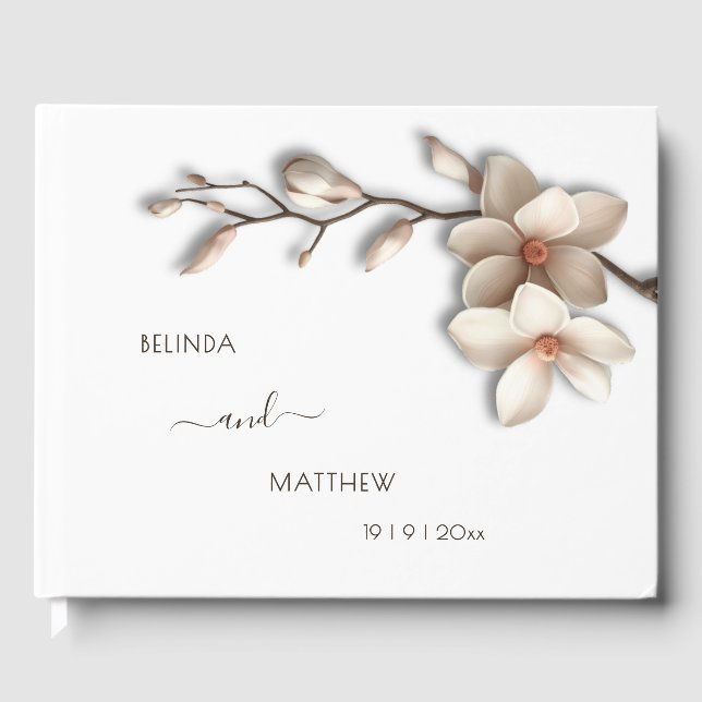 Libro De Visitas Magnolia Flor 3D | Boda (Anverso)