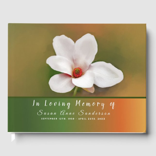 Libro De Visitas Magnolia Flower Funeral Memorial Guest Book (Anverso)