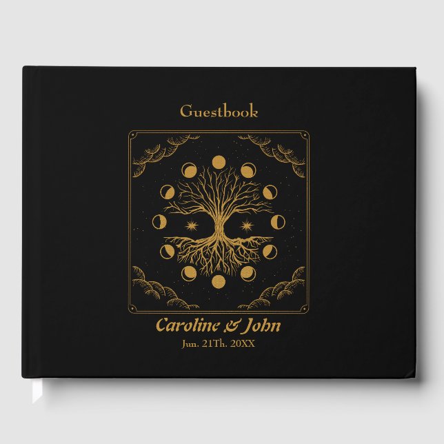 Libro De Visitas Majestuoso árbol dorado de la vida (Anverso)