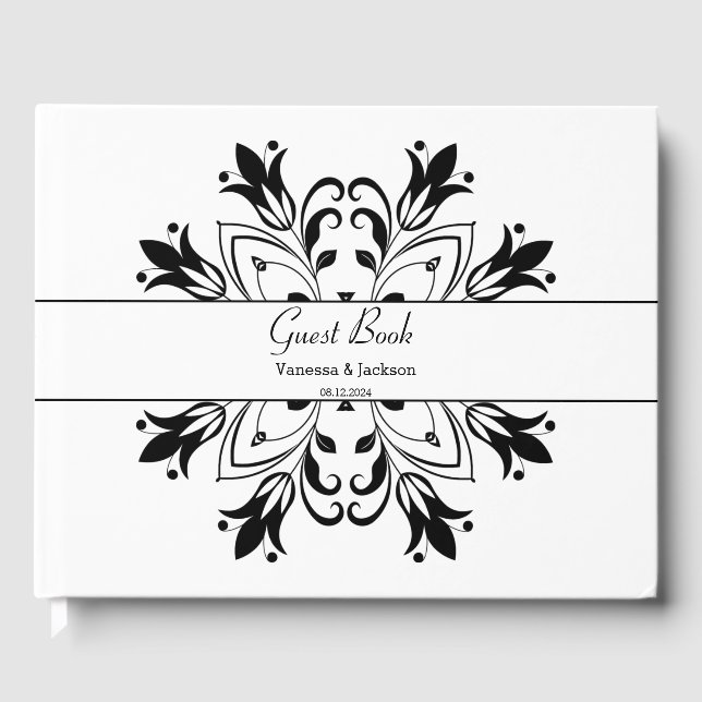 Libro De Visitas Mandala floral negra (Anverso)