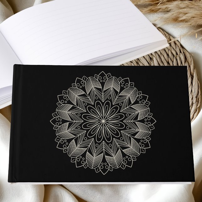 Libro De Visitas Mandala Indian Boho Chic Elegant Black Wedding (Subido por el creador)