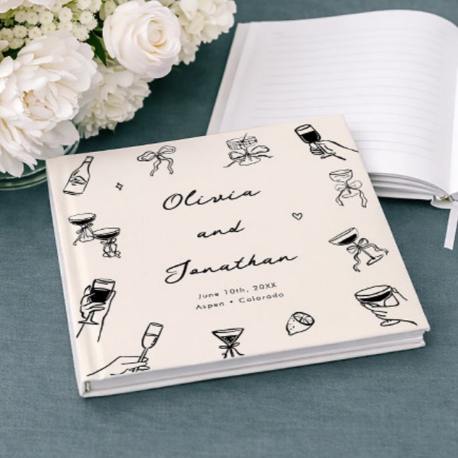 Libro De Visitas Mano caprichosa dibujó Boda quirky (Subido por el creador)