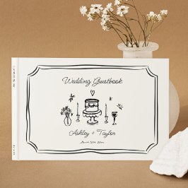 Libro De Visitas Mano caprichosa dibujó Boda quirky