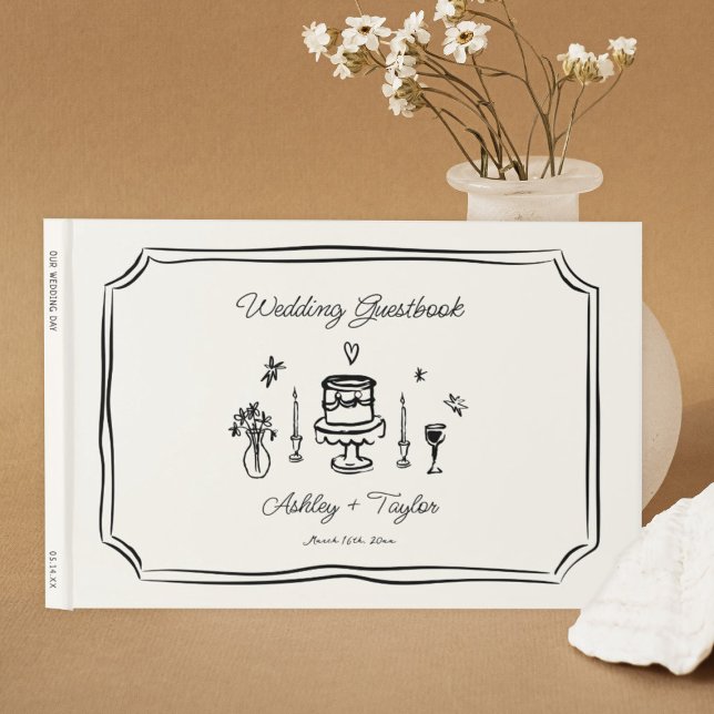 Libro De Visitas Mano caprichosa dibujó Boda quirky (Subido por el creador)
