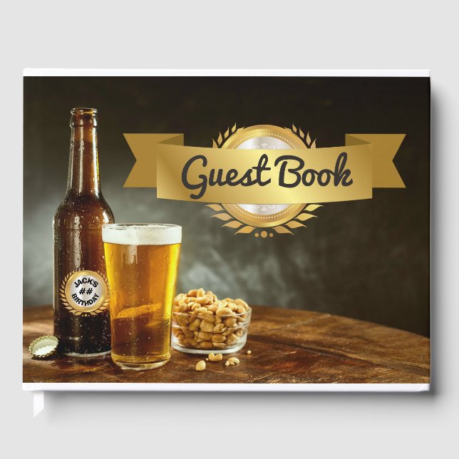Libro De Visitas Mans Beer Birthday Party Guest Book (Anverso)
