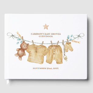 Libro De Visitas Manual de Baby Shower de Boho Clothesline