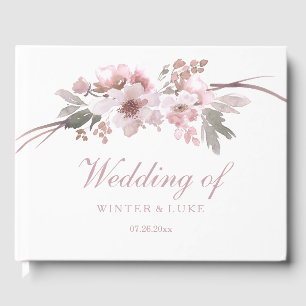 Libro De Visitas Manual de Bodas Florales en Rosa y Gris de Rubor