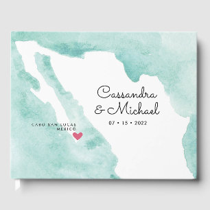 Libro De Visitas Mapa de acuarela de México   Cabo   Boda de destin