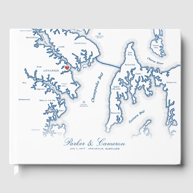 Libro De Visitas Mapa de Annapolis Maryland Boda de destino (Anverso)
