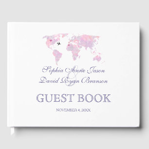 Libro De Visitas Mapa del mundo de las acuarelas del Boda de viajes