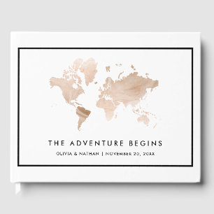 Libro De Visitas Mapa mundial de glamour   Elegante tema de viajes