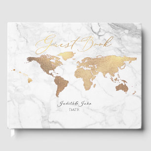 Libro De Visitas Mapa mundial de PixDezines, oro falso + mármol