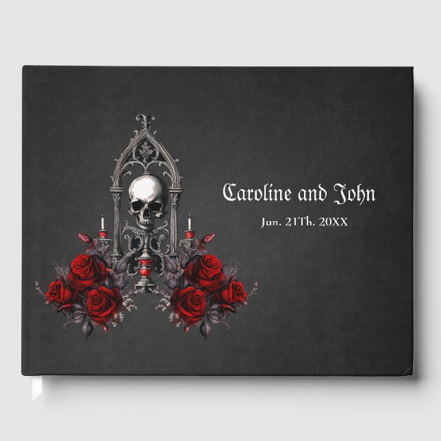 Libro De Visitas Maravilloso diseño boda gótico oscuro. (Anverso)