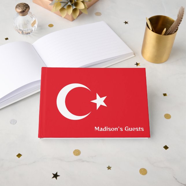 Libro De Visitas Marca de Turquía de nombre personalizado (Anverso Abierto)
