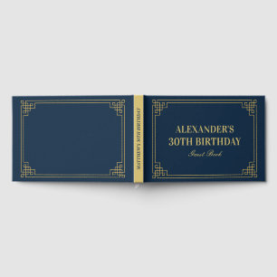 Libro De Visitas Marco Art Déco Chic Navy Gold Gatsby Cumpleaños
