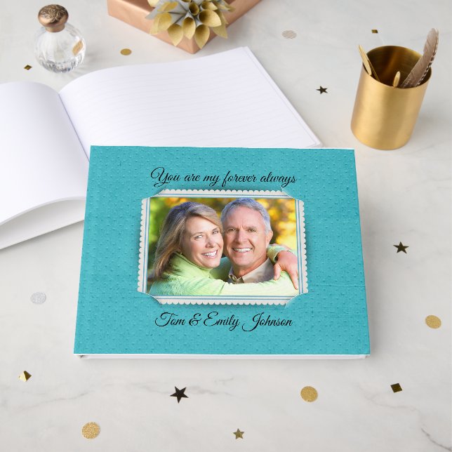 Libro De Visitas Marco de Foto con Patrón Repujado para Boda (Anverso Abierto)