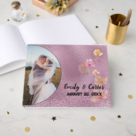 Libro De Visitas Marco de foto de boda de vidrio rosa