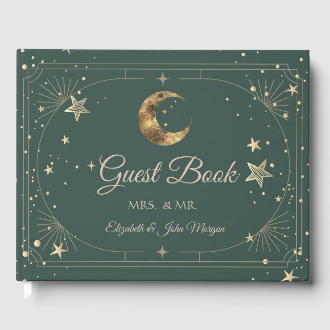 Libro De Visitas Marco de Luna Estrellas Celestiales Boda (Anverso)