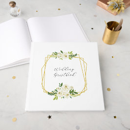 Libro De Visitas Marco Floral Rosa Blanca de Lujo
