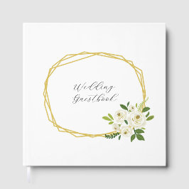 Libro De Visitas Marco Floral Rosa Blanca de Lujo