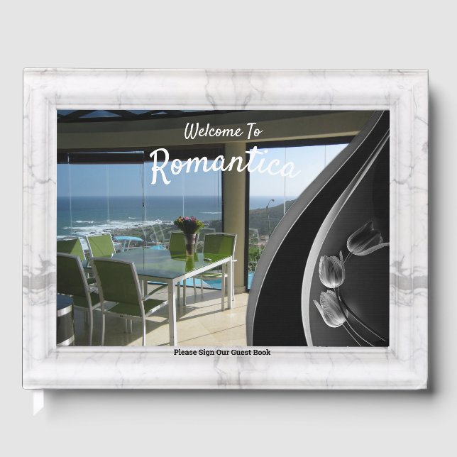 Libro De Visitas Marco fotográfico de mármol blanco (Anverso)