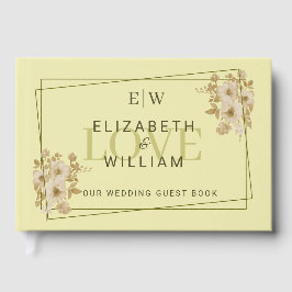 Libro De Visitas Marco Rosa - Boda amarillo celestial monograma