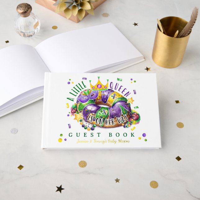 Libro De Visitas Mardi Gras A little Queen in on the way (Anverso Abierto)