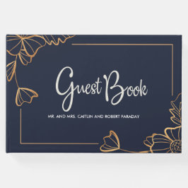 Libro De Visitas Marina y floral dorada