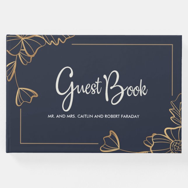 Libro De Visitas Marina y floral dorada (Anverso)