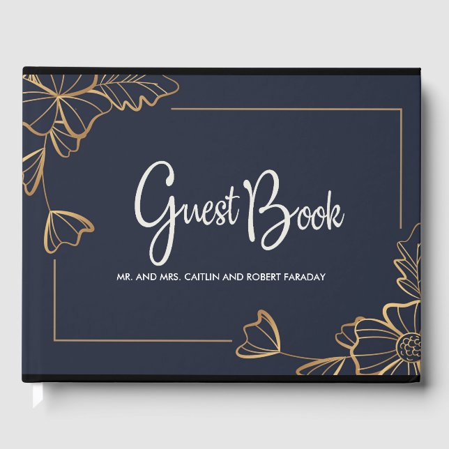 Libro De Visitas Marina y floral dorada (Anverso)