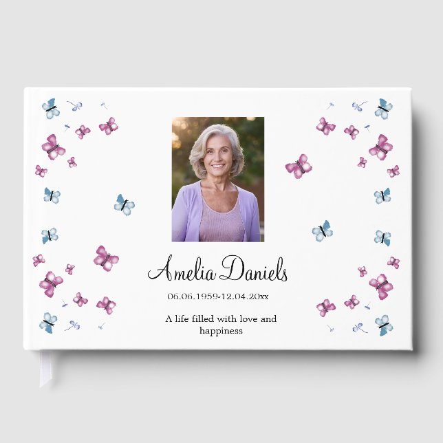 Libro De Visitas Mariposa de verano en memoria (Anverso)