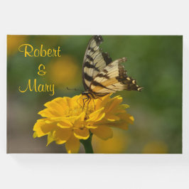 Libro De Visitas Mariposa En Zinnia Amarilla