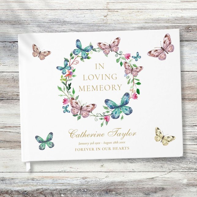 Libro De Visitas Mariposas En Memoria Amorosa Funeral Memorial (Butterflies In Loving Memory Memorial Funeral Guest Book)