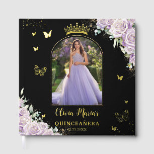 Libro De Visitas Mariposas Florales Purple Lilac Quinceañera Foto