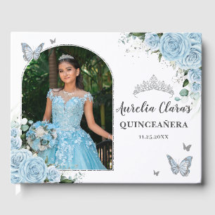 Libro De Visitas Mariposas Florales Sky Floral Foto de Quinceañera