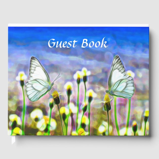 Libro De Visitas Mariposas Flores Amarillas Cielo Azul (Anverso)