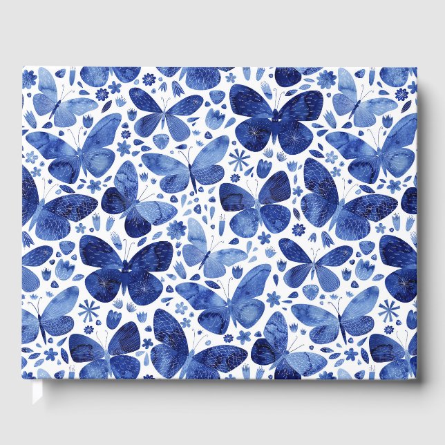 Libro De Visitas Mariposas Watercolor Indigo (Anverso)