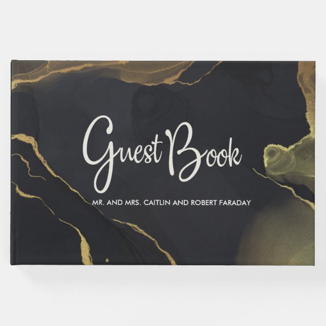 Libro De Visitas Mármol negro y oro (Anverso)