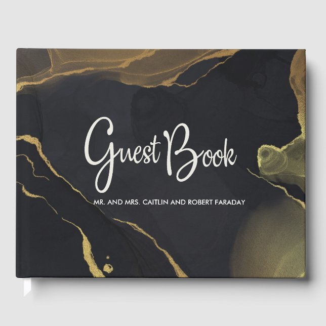 Libro De Visitas Mármol negro y oro (Anverso)