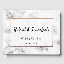 Libro De Visitas Mármol y elegante boda dorada